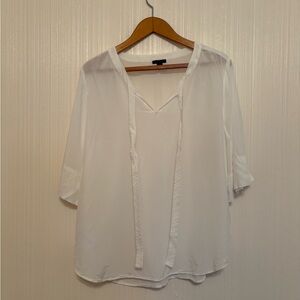 Ann Taylor White Women's Blouse Medium